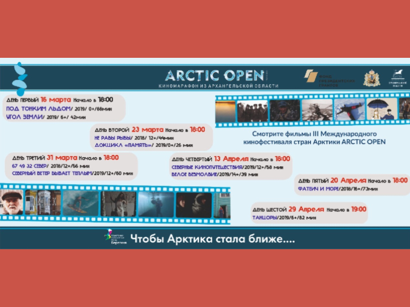 23 марта. КИНОМАРАФОН в рамках III Международного кинофестиваля стран Арктики ARCTIC OPEN. ДЕНЬ ВТОРОЙ