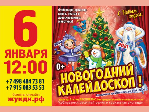 6 января 12:00. «Новогодний калейдоскоп», праздничное цирковое представление для всей семьи.